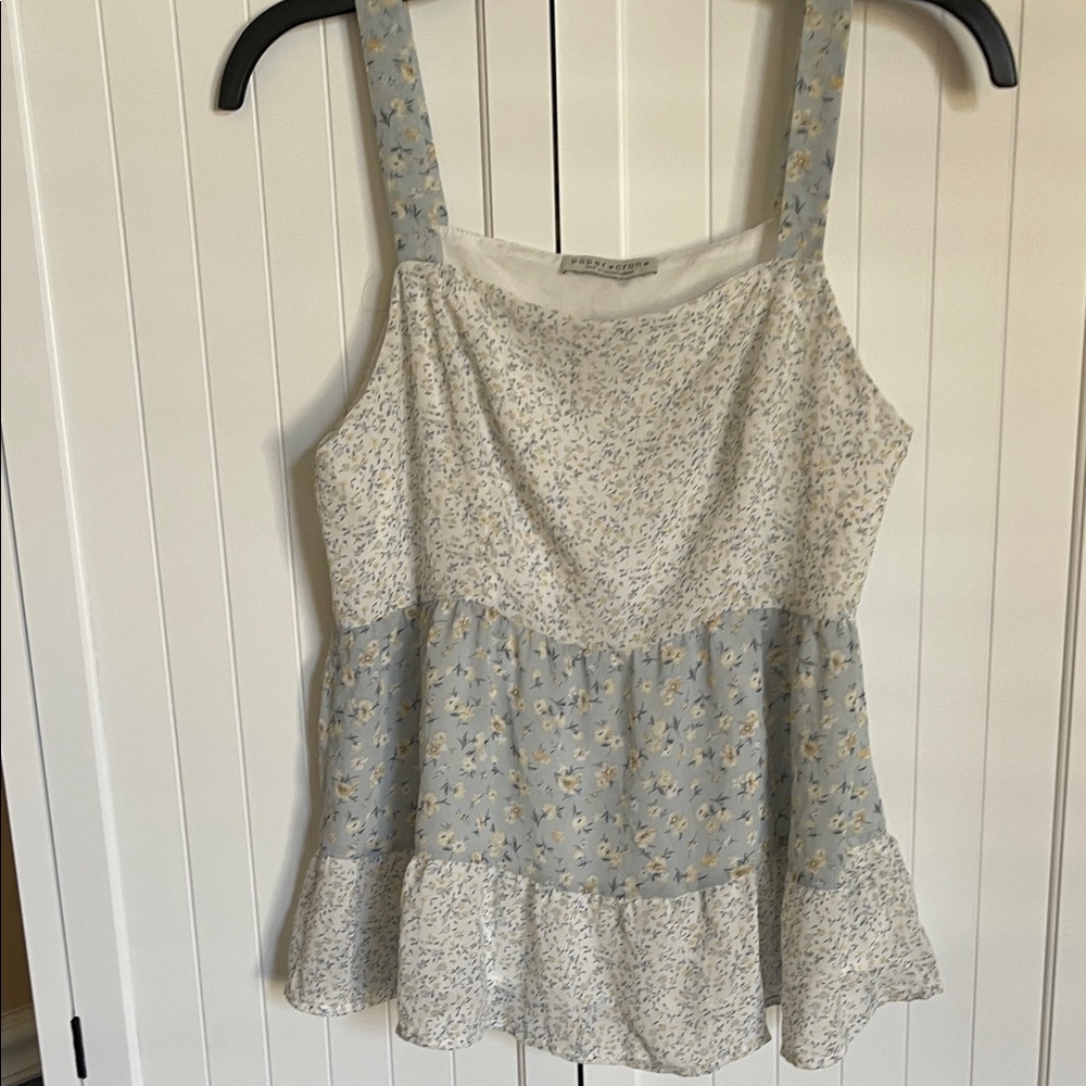 Paper Crane Floral Camisole in Blue and Cream